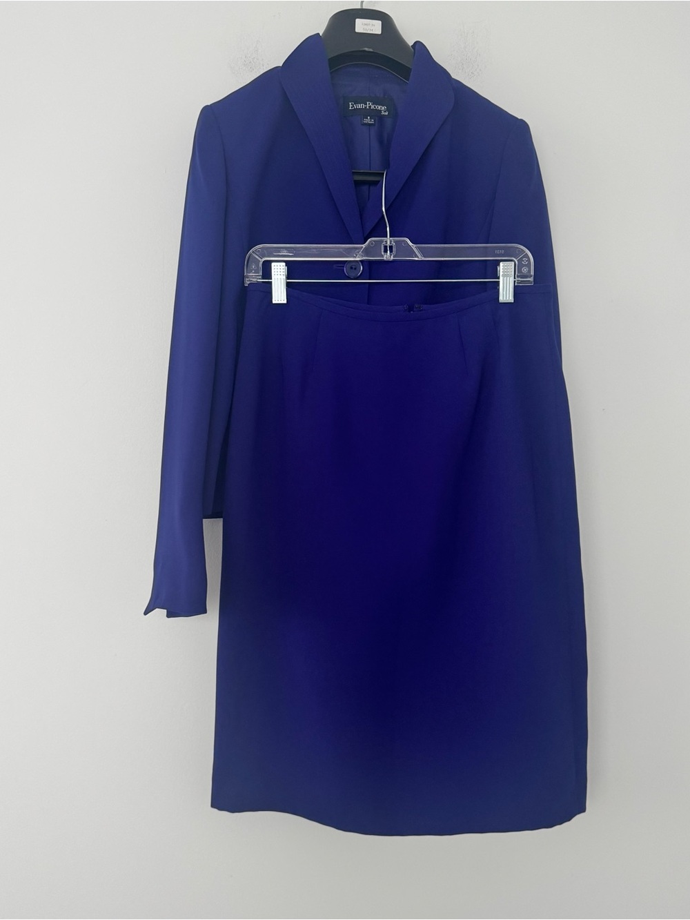 Evan-Picone Skirt Suit Set Women 8 Cobalt Royal Blue Purple Blazer 2pc Workwear